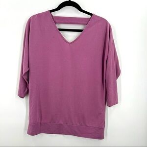 Tahari open back 3/4 sleeve purple xtra small ladies blouse